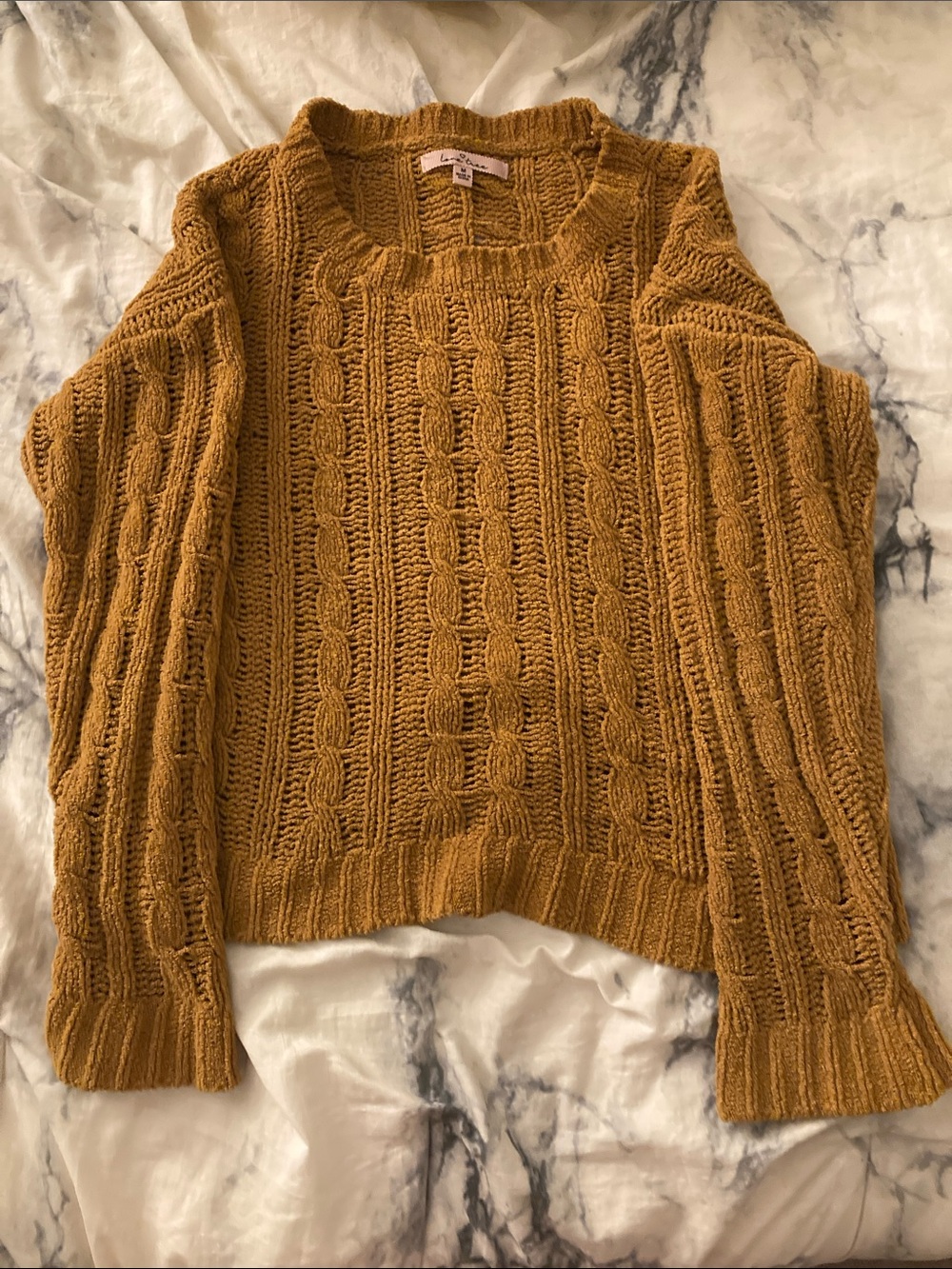 Love Tree Cable Knit Crewneck Sweater